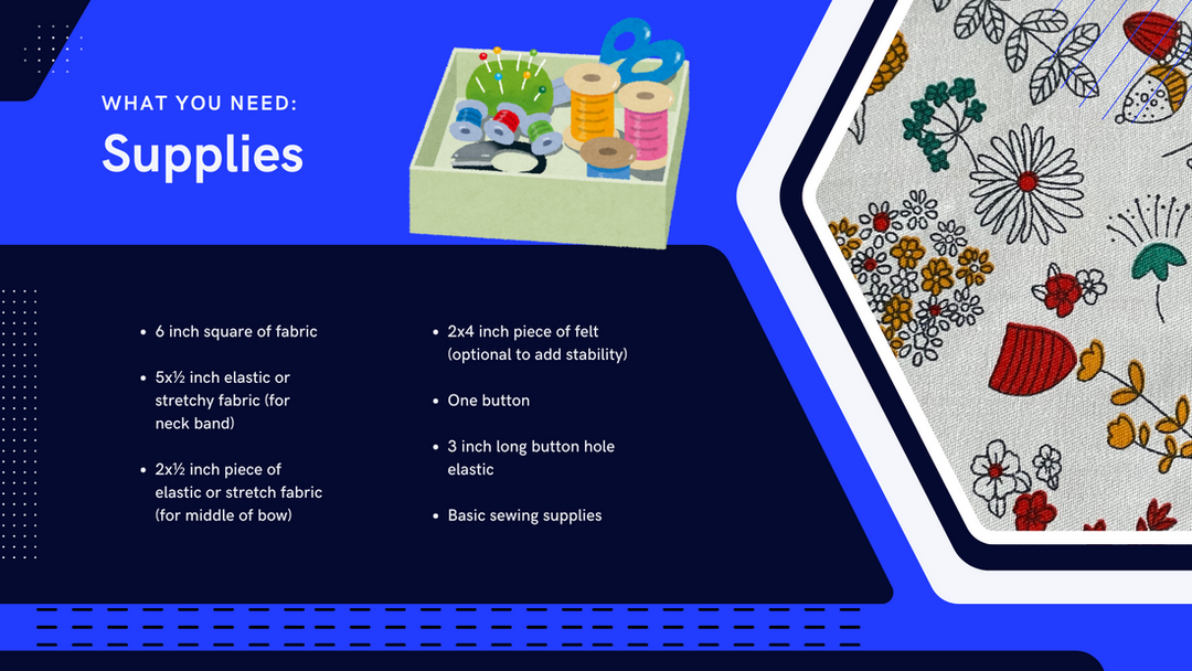 Supplies needed to make your own bowtie...