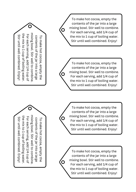 Gift Tags with Instructions for Hot Cocoa Gift Jars