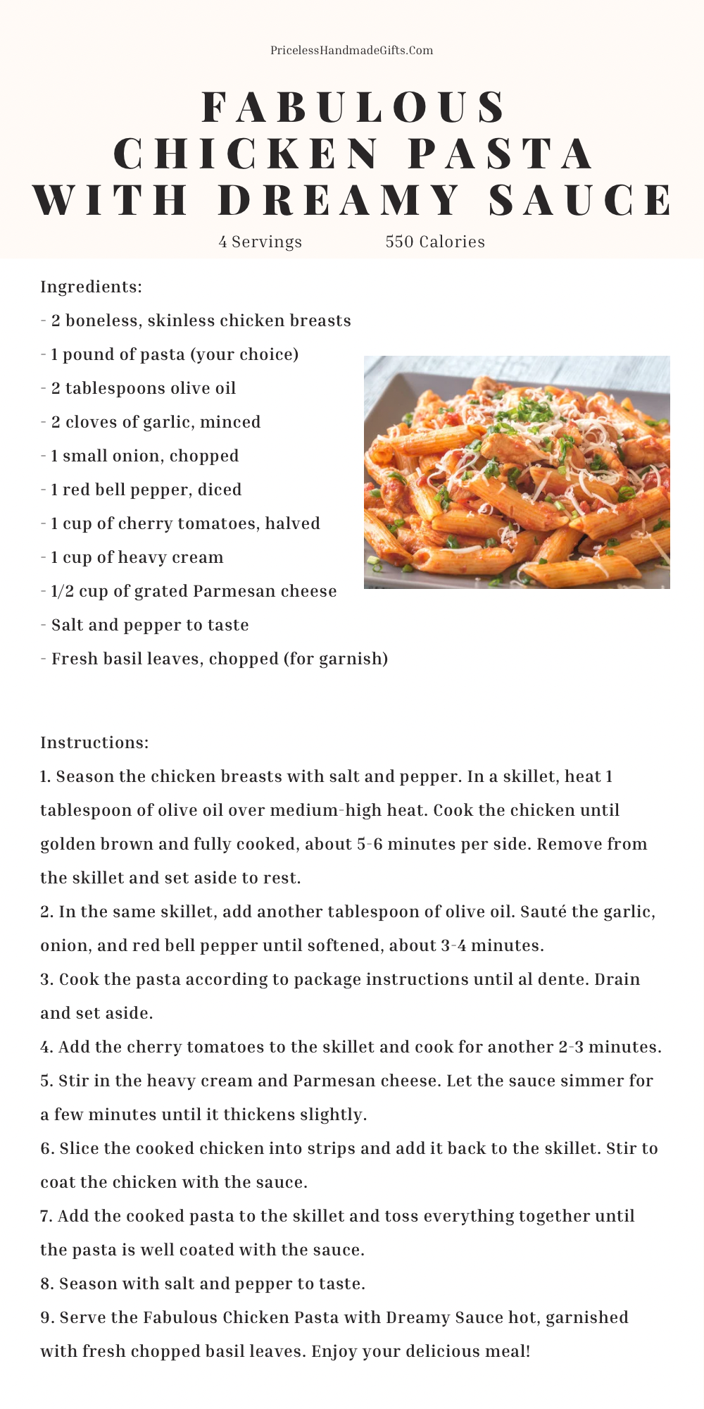 Chicken Pasta with Dreamy Sauce Recipe