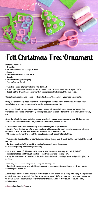 DIY Felt Christmas Tree Ornament with Pattern