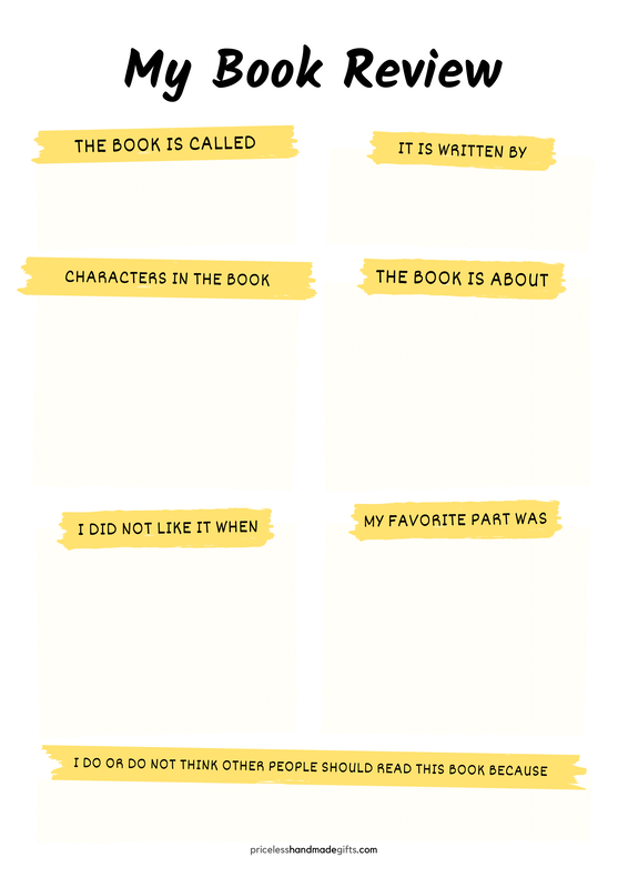 My First Book Review Worksheet