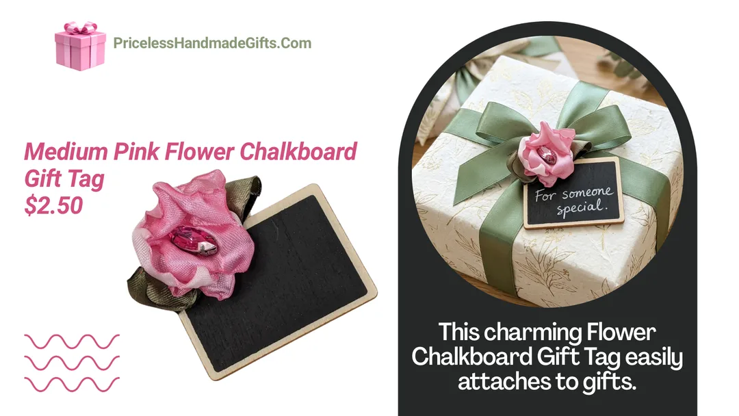 Medium Pink Flower Chalkboard Gift Tag