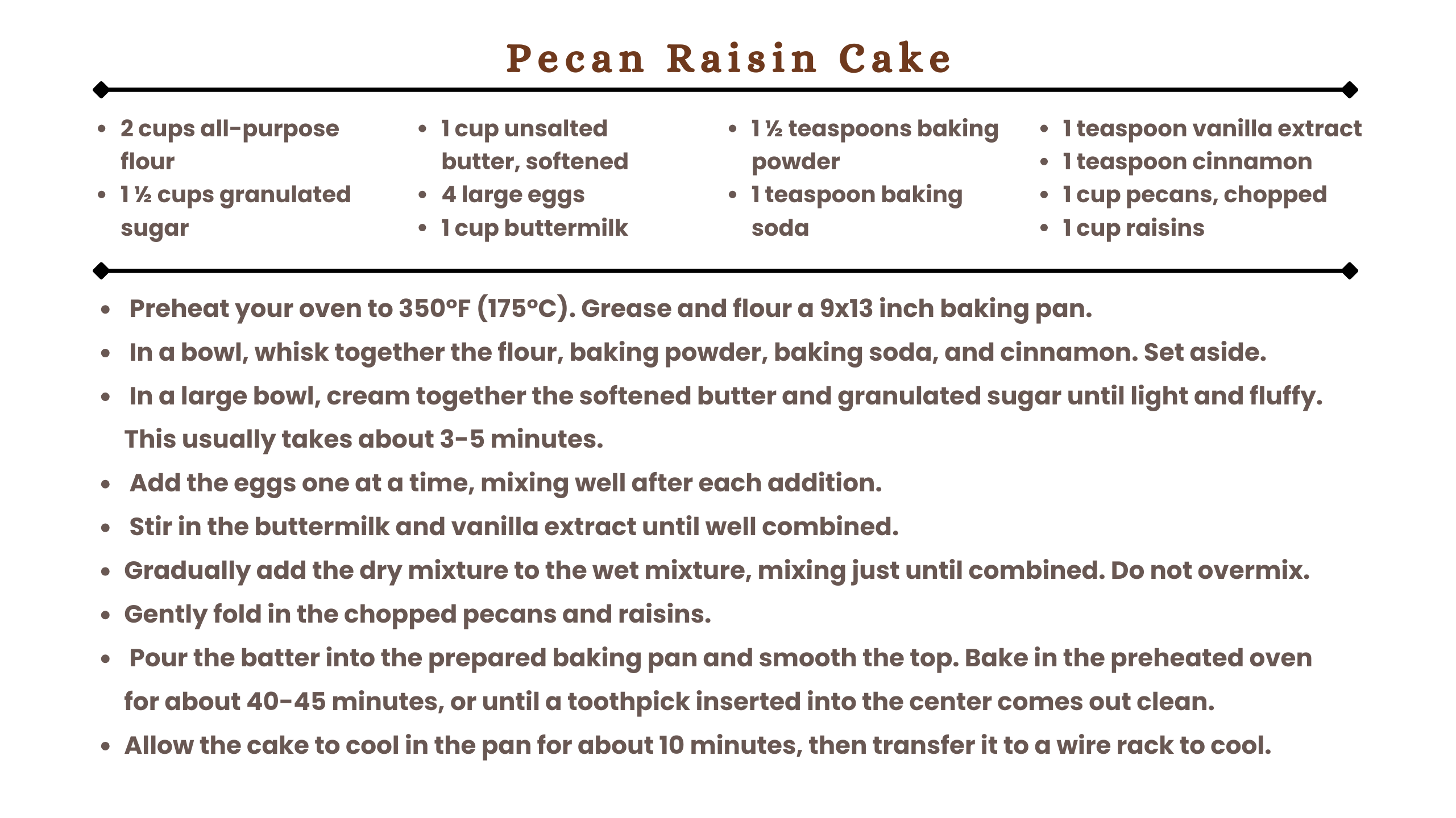 Bake your own delicious Pecan Raisin Cake with our easy-to-make recipe!