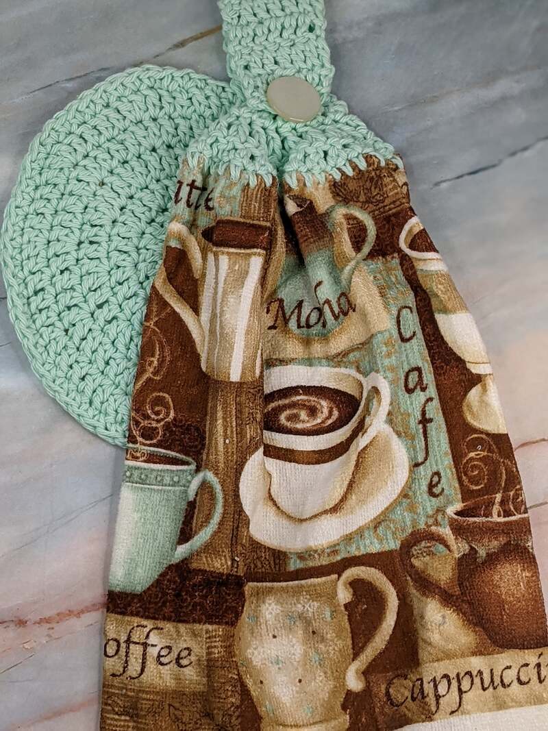 Hand Towel with Crochet Dishcloth