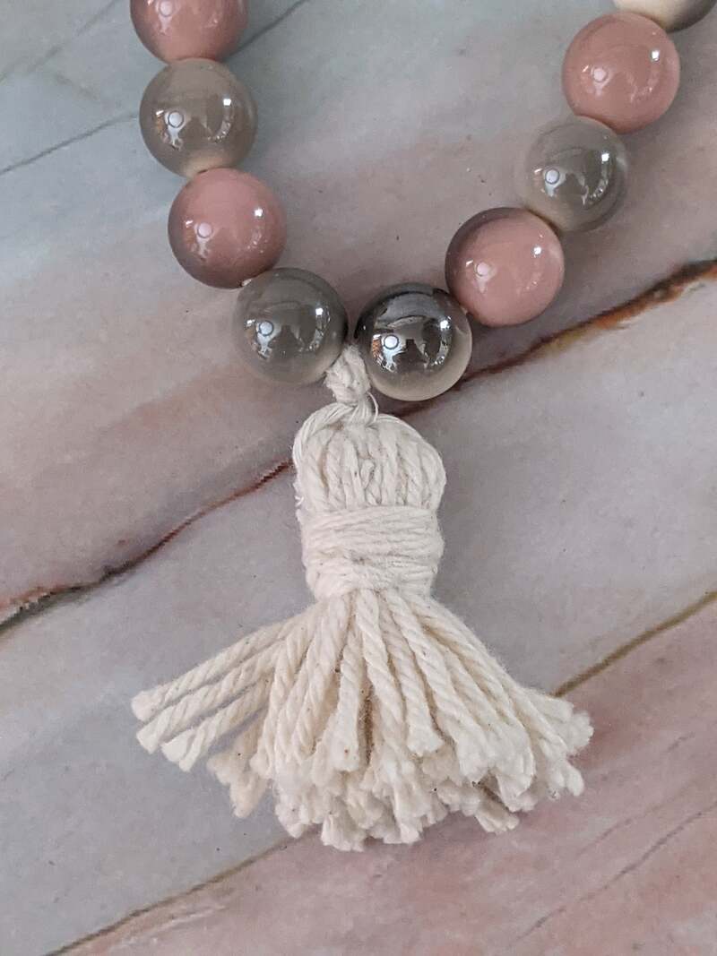 Grey Pink Marble Blessing Beads