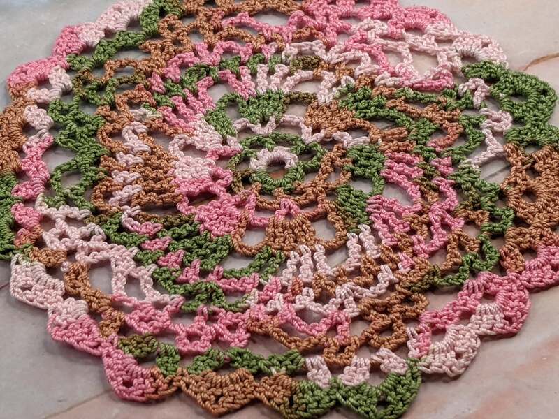 Pink & Green Crochet Doily