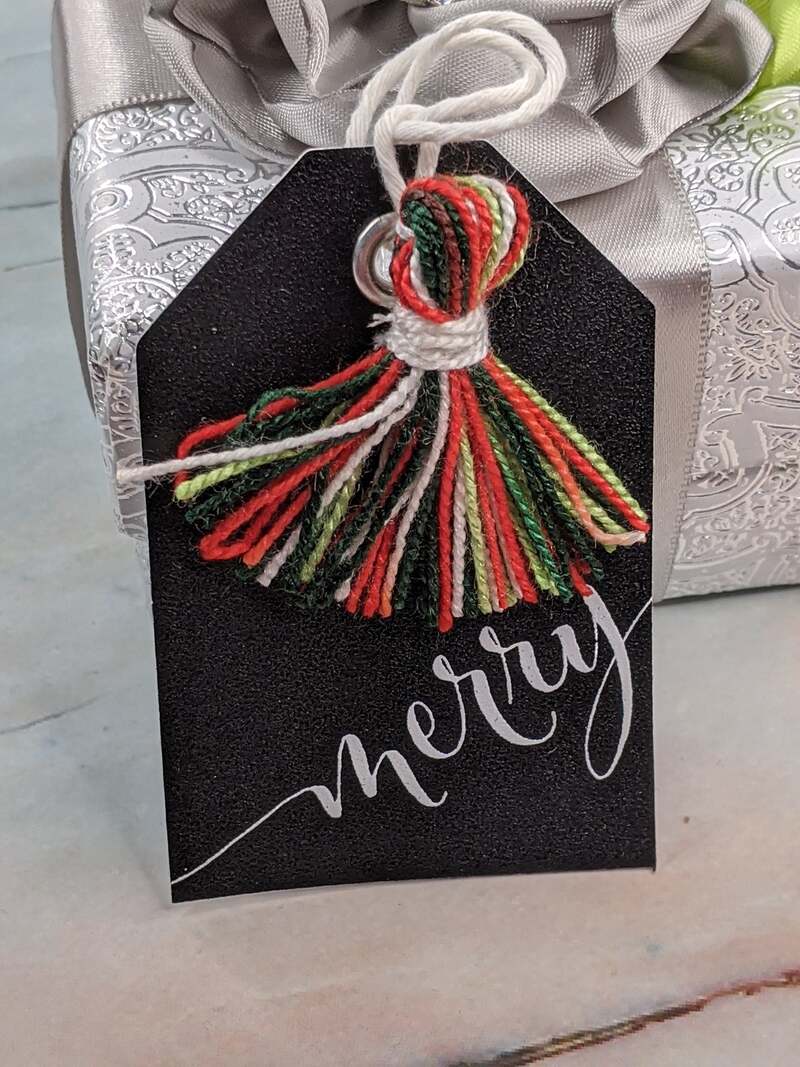 Merry Chalkboard Gift Tag with Tassel