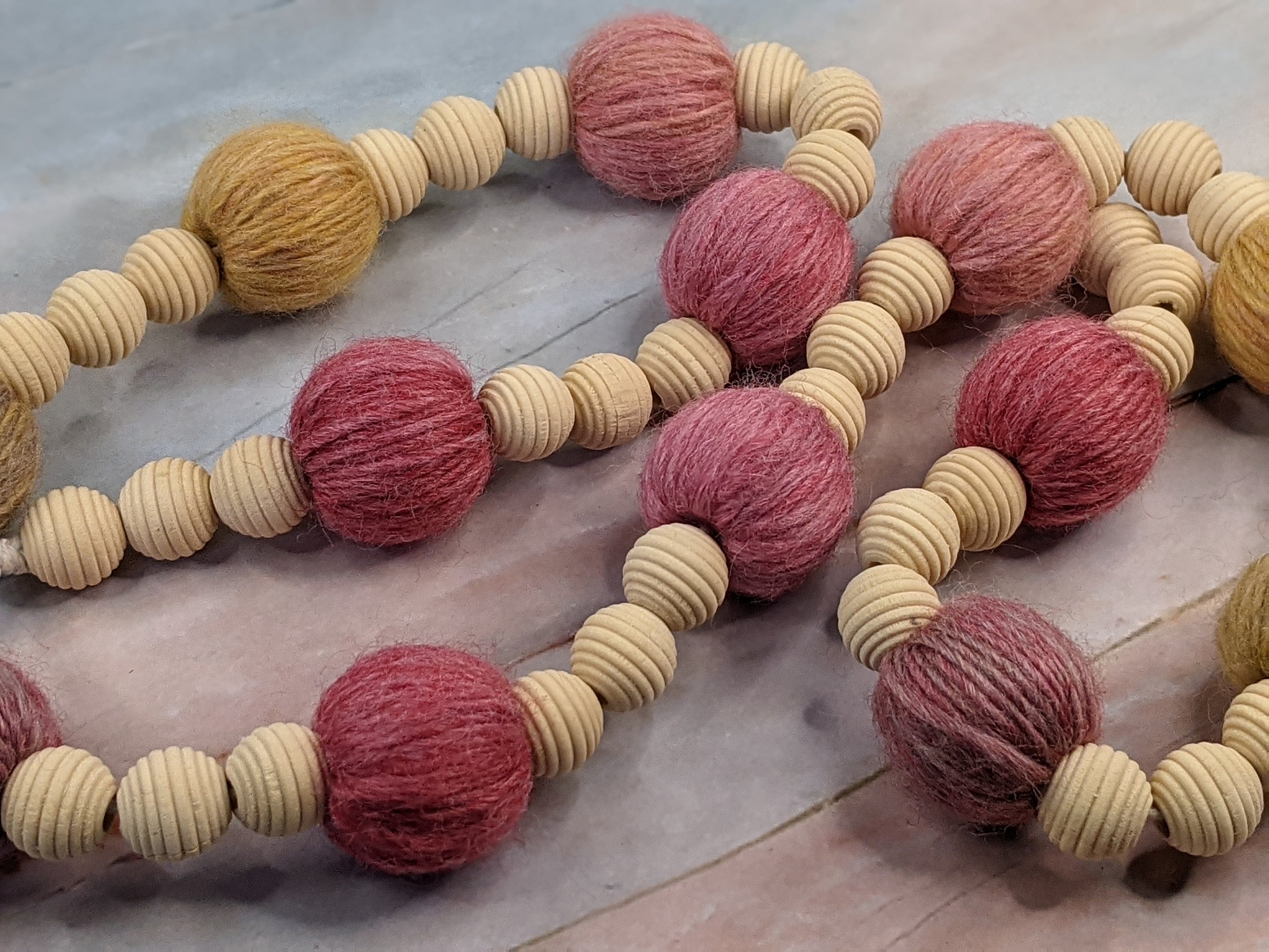 Yarn Wrapped Round Bead Garland