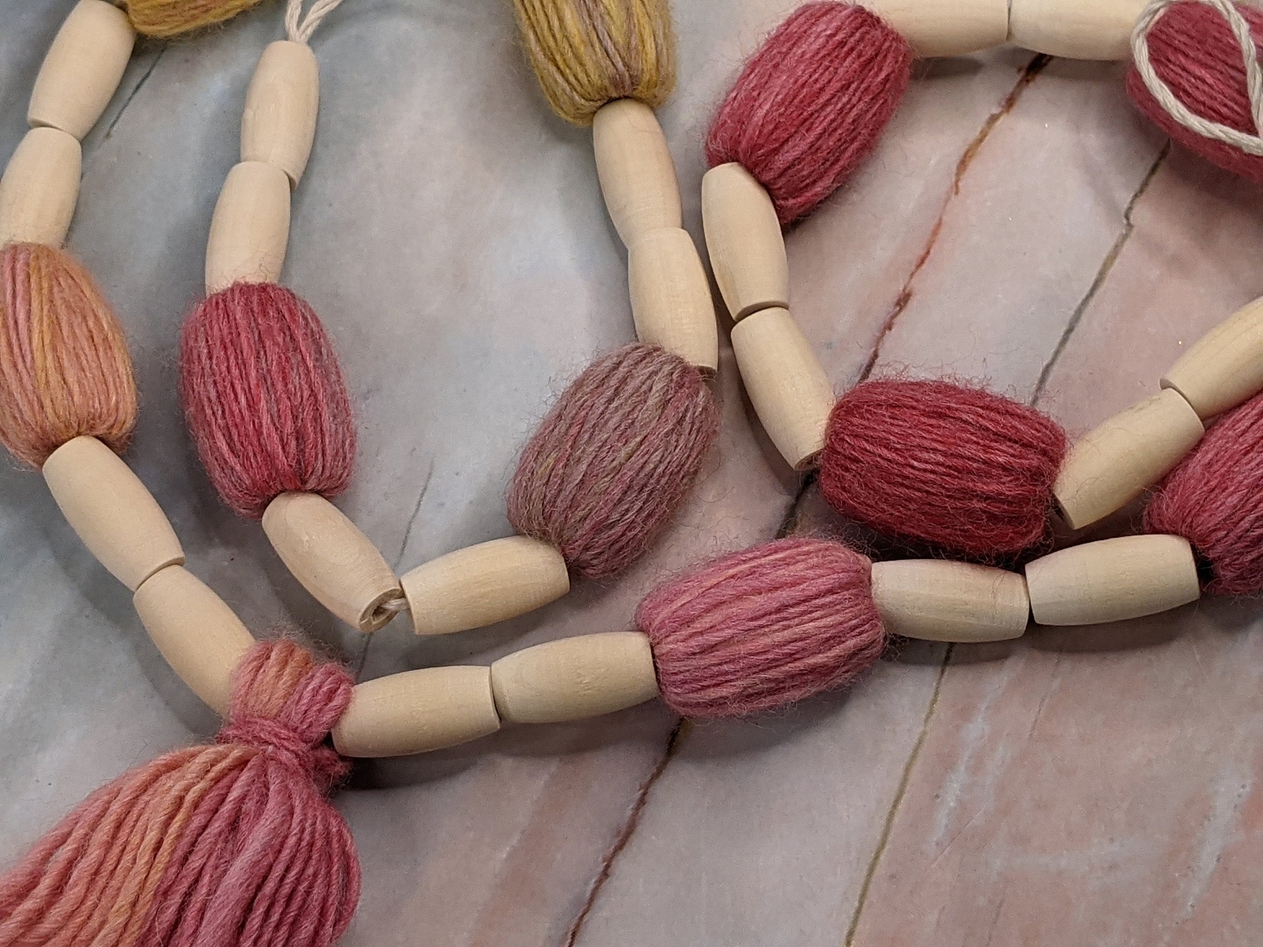 Yarn Wrapped Long Bead Garland