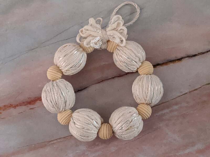 Cream Yarn Bead Wreath