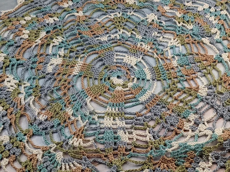 Green Blue Brown Crochet Doily