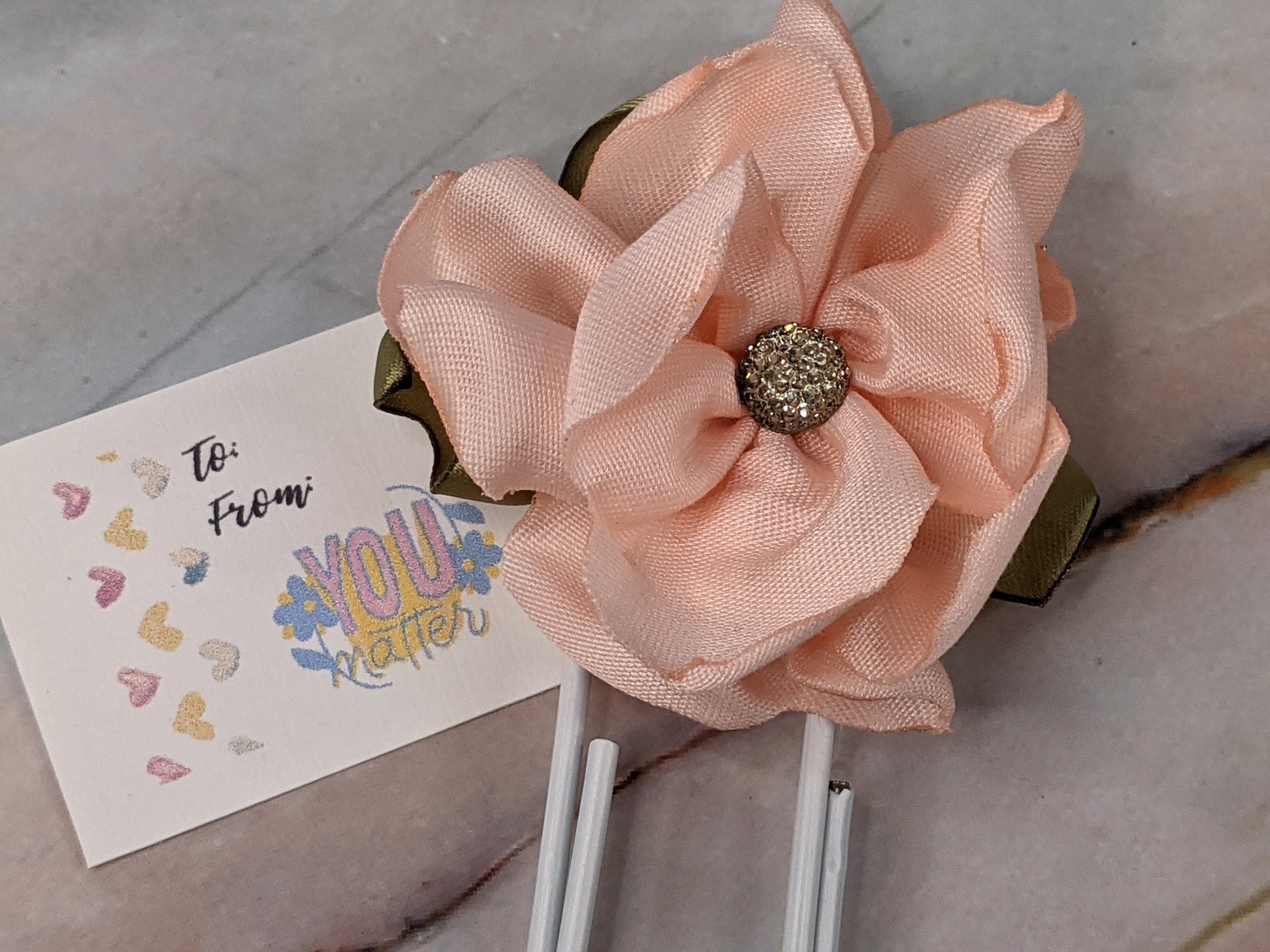 Pink Flower Jumbo Paper Clip "You Matter"