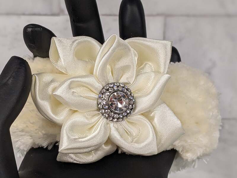 Velvet and Lace Cream Satin Flower Bracelet
