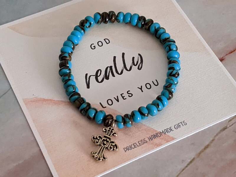 Siderolite Stone with Cross Bracelet