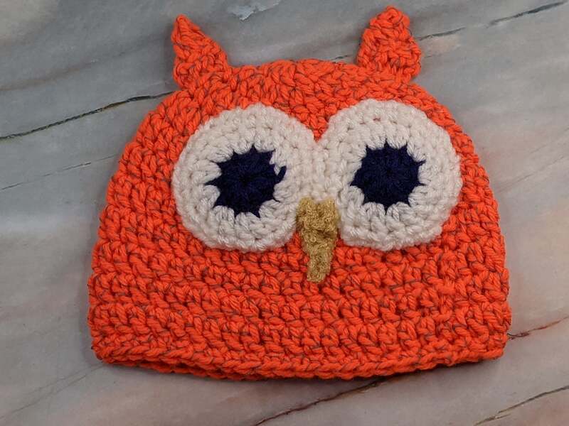 Crocheted Orange Owl Hat