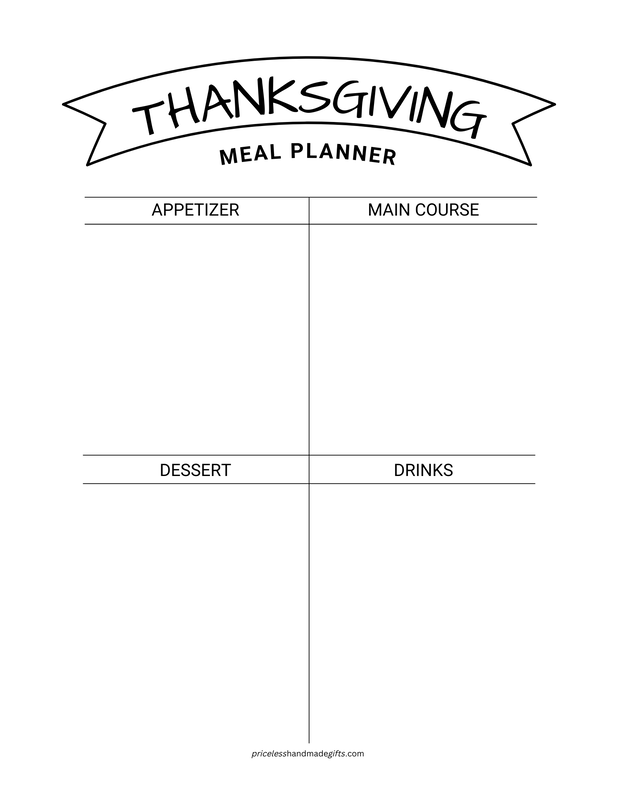 Printable Meal Planner for your Thanksgiving Menu