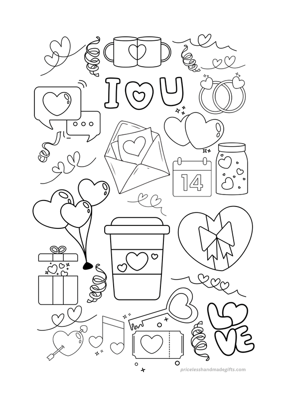 Valentine Hearts Coloring Page