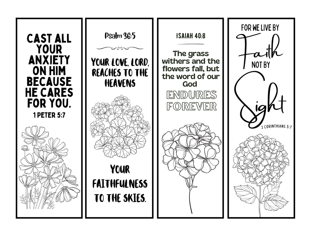 Scripture Coloring Bookmarks
