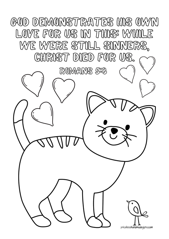Scripture Cat Coloring Sheet
