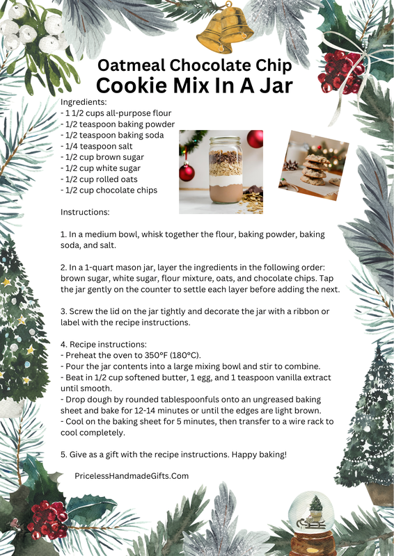 Oatmeal Chocolate Chip Cookie Mix in a Jar - DIY Gift Jar