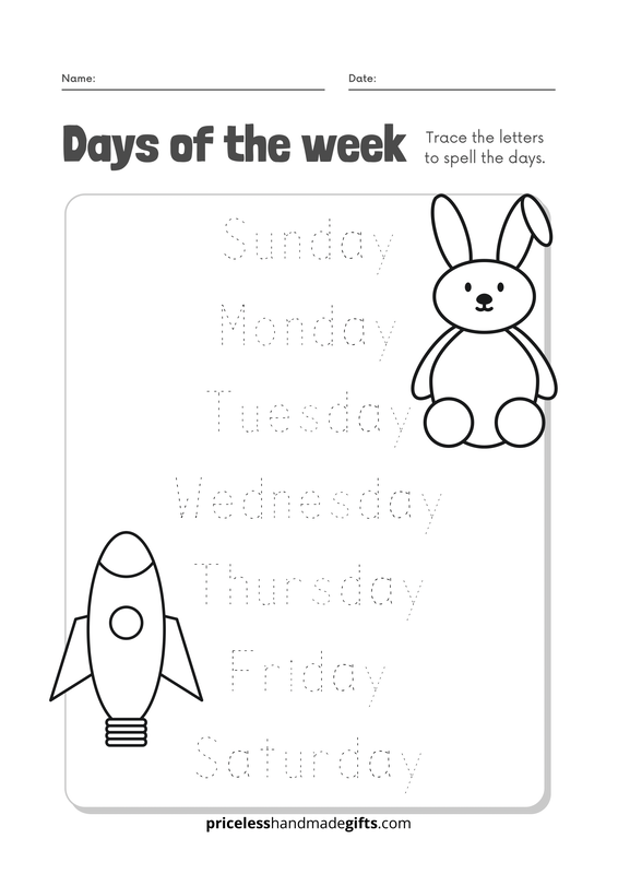 Days of the Week Spelling and Writing Worksheet