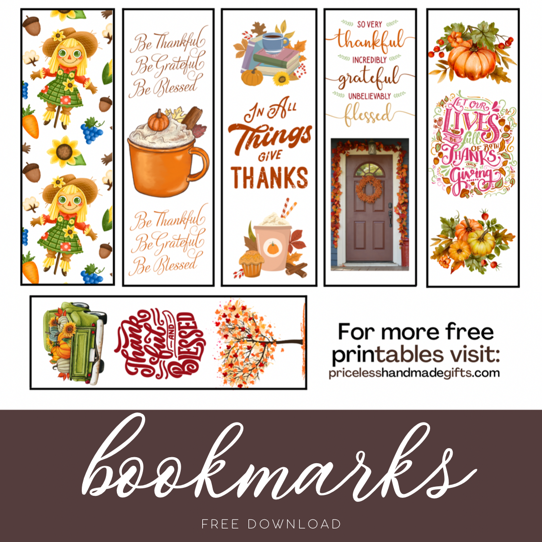 Thankful Autumn Bookmarks to Print