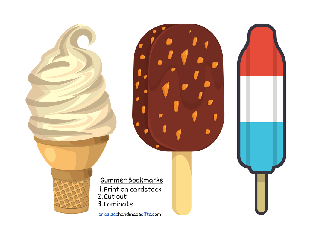 Printable Summer Ice Cream Bookmarks